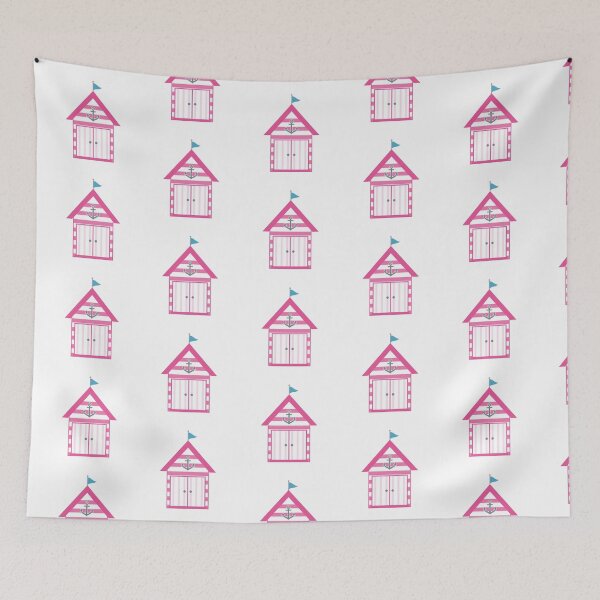 Item preview, Pink Beach Hut Pattern designed and sold by StudioShine.