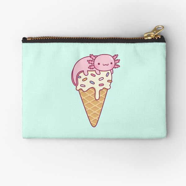 Aperçu de l'œuvre Axolotl mignon sur cornet de crème glacée à la vanille créée et vendue par rustydoodle.