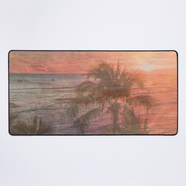 Item preview, orange sunset beach palm tree pattern designed and sold by Beeroclock.