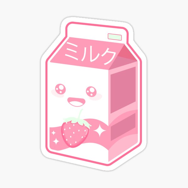 Yummy cute Kawaii strawberry milk, strawberries' Sticker