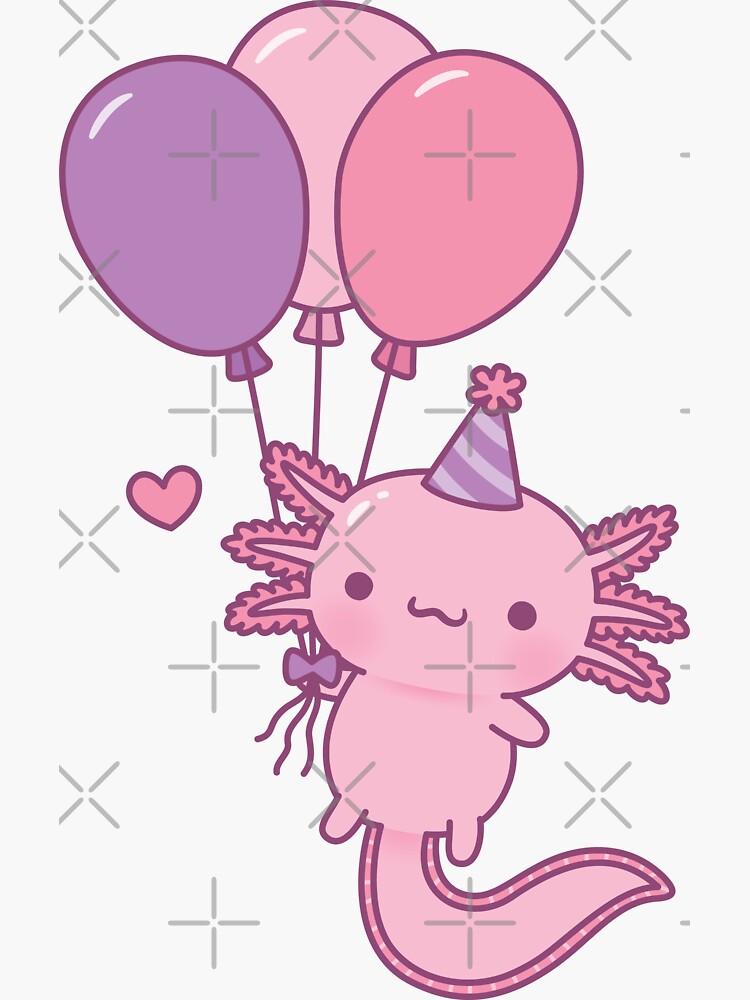 Personalized Axolotl Birthday Party Favor Stickers Girls Pink 