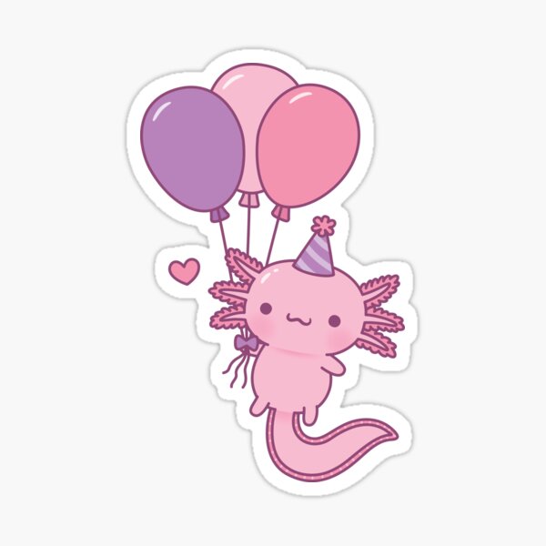 Item preview, Cute Axolotl Holding Party Balloons designed and sold by rustydoodle.