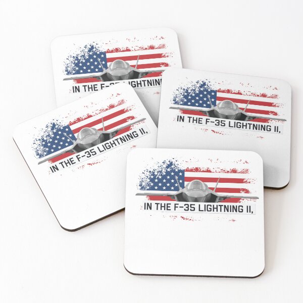 F35 lightning plane with usa flag Coasters (Set of 4)