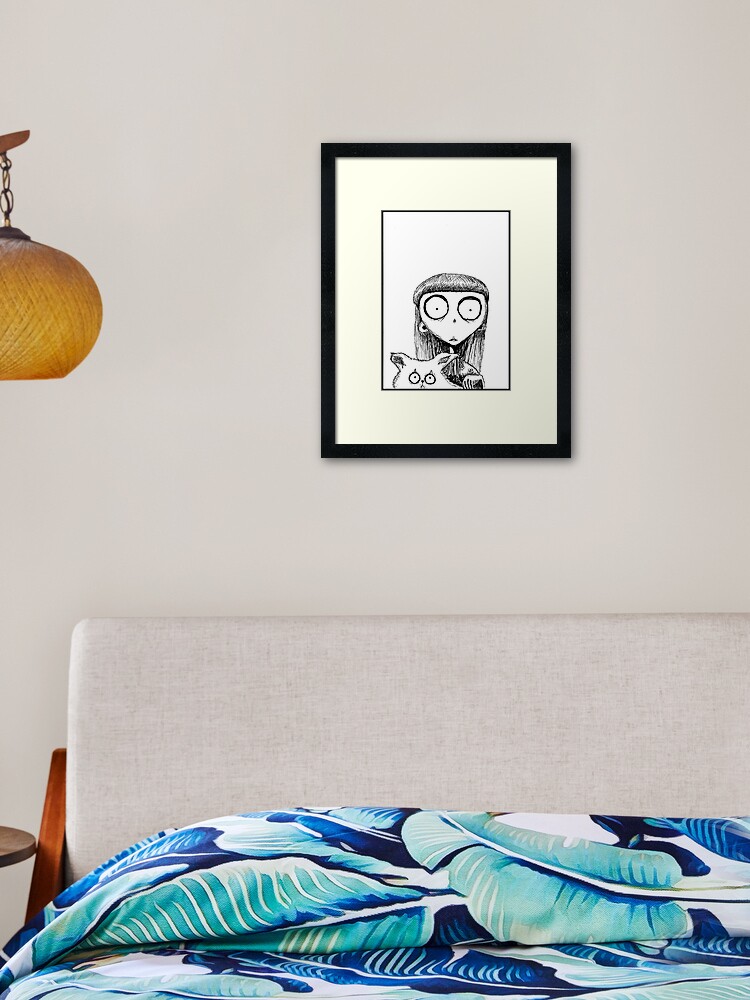 Thumbnail 1 of 7, Framed Art Print, Weird Girl and Mr. Whiskers - Frankenweenie designed and sold by tolson89.