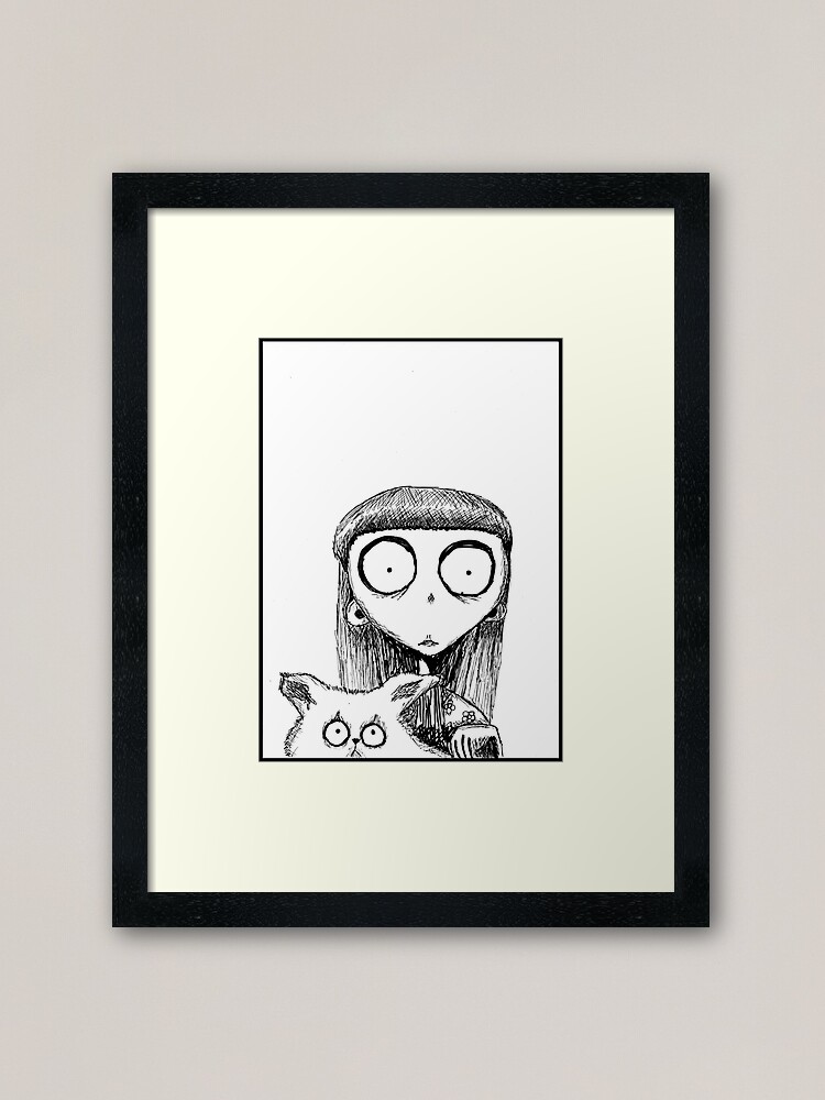 Thumbnail 2 of 7, Framed Art Print, Weird Girl and Mr. Whiskers - Frankenweenie designed and sold by tolson89.