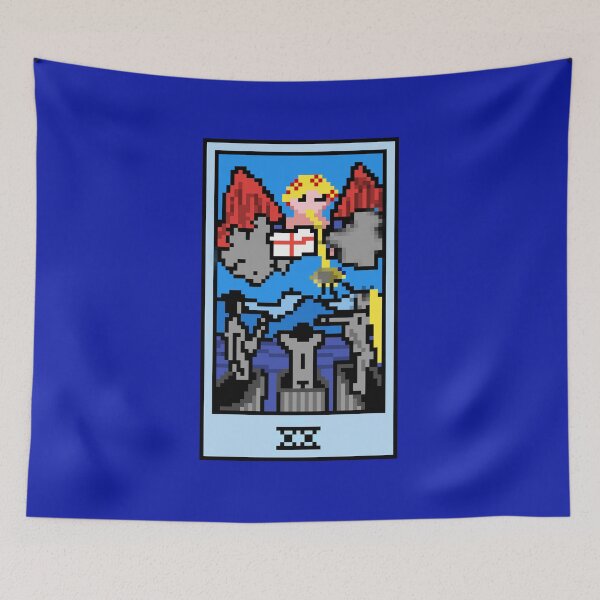 Item preview, Wait, is this pixel art tarot? Blue  - Major Arcana 'Judgement' (Design for T-shirt, stickers and other accessories) designed and sold by Pixel Waite.