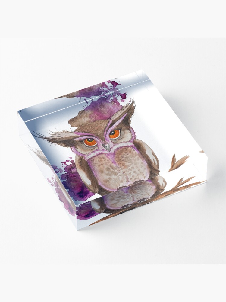 Alternate view of Hibou the Owl - CesPtitsPigments Acrylic Block