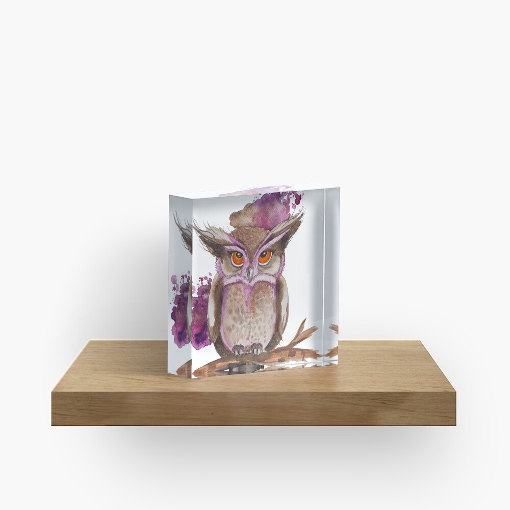 Hibou the Owl - CesPtitsPigments Acrylic Block