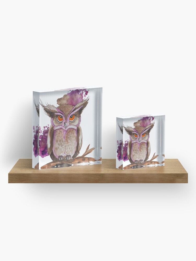 Alternate view of Hibou the Owl - CesPtitsPigments Acrylic Block