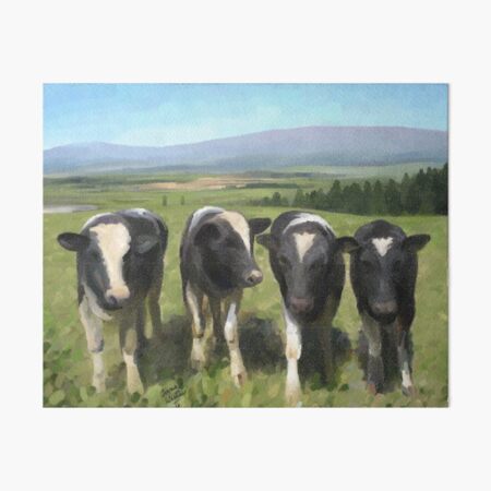 Curious cows Art Board Print