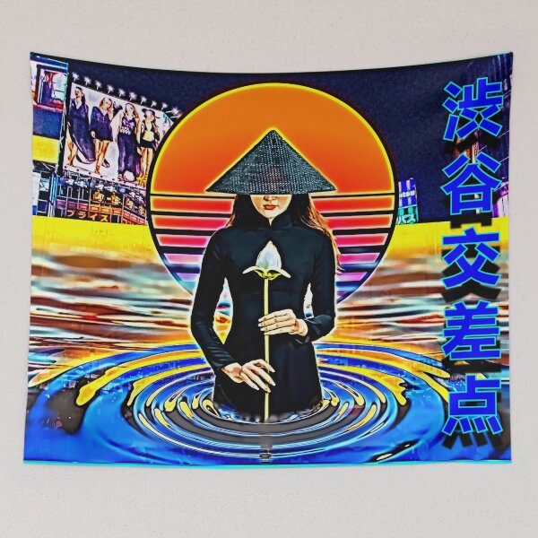 Item preview, Shybua Crossing neon cyberpunk synthwave asian girl designed and sold by Zanimations.