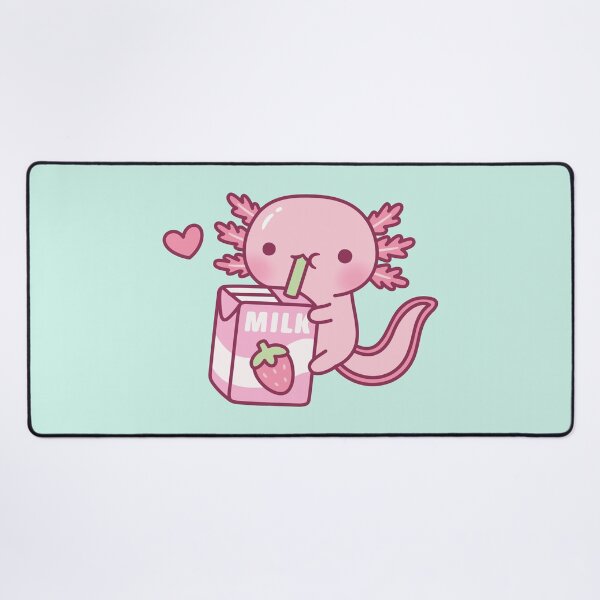 Item preview, Cute Axolotl Loves Strawberry Milk Doodle designed and sold by rustydoodle.