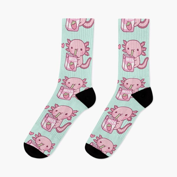 Item preview, Cute Axolotl Loves Strawberry Milk Doodle designed and sold by rustydoodle.