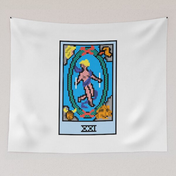 Item preview, Wait, is this pixel art tarot? White - Major Arcana 'The World' (Design for T-shirt, stickers and other accessories) designed and sold by Pixel Waite.