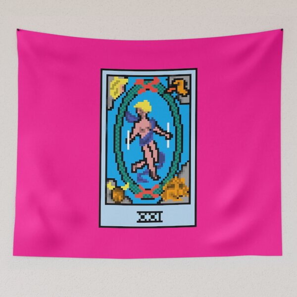 Item preview, Wait, is this pixel art tarot? Pink - Major Arcana 'The World' (Design for T-shirt, stickers and other accessories) designed and sold by Pixel Waite.