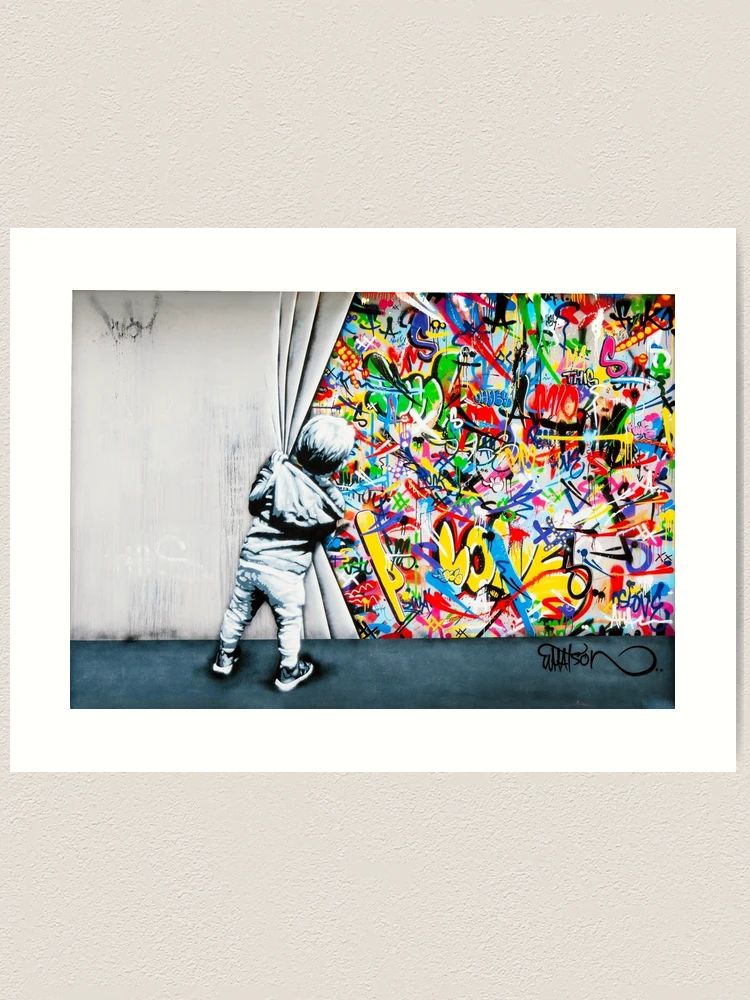 Banksy Buntglas Fenster Sublimation Vorne Aufdruck/Graffiti Kunst /T-Shirt/Top