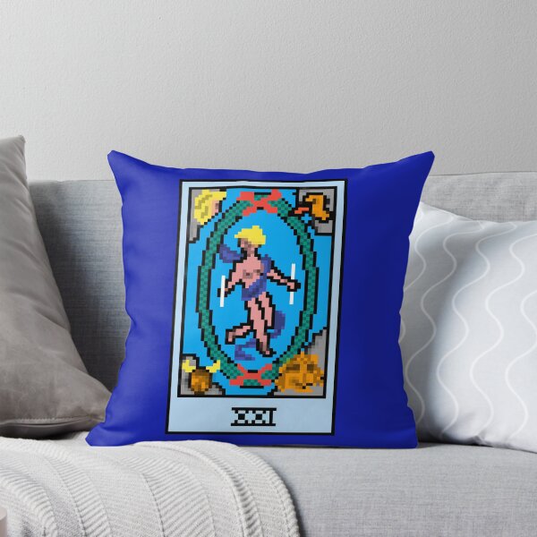 Item preview, Wait, is this pixel art tarot? Blue  - Major Arcana 'The World' (Design for T-shirt, stickers and other accessories) designed and sold by Pixel Waite.
