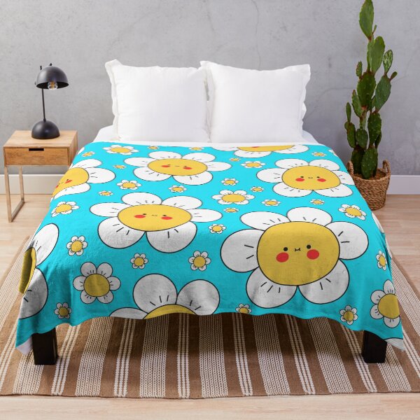 Item preview, cute yellow flowers and blue background pattern designed and sold by Beeroclock.