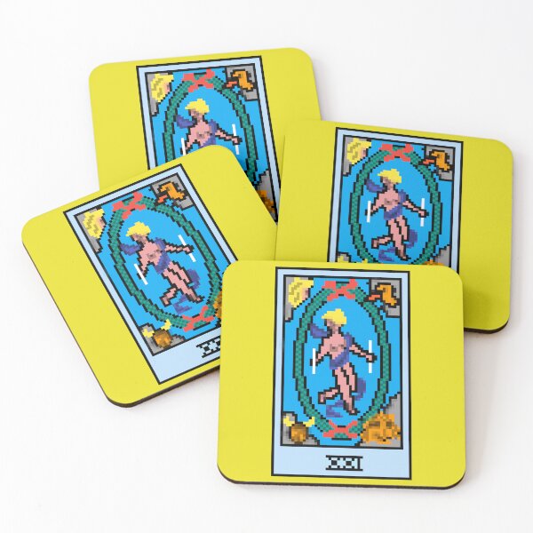 Item preview, Wait, is this pixel art tarot? Yellow - Major Arcana 'The World' (Design for T-shirt, stickers and other accessories) designed and sold by Pixel Waite.