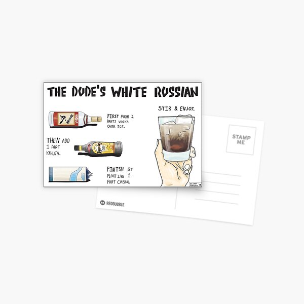 The Dude's White Russian Postcard