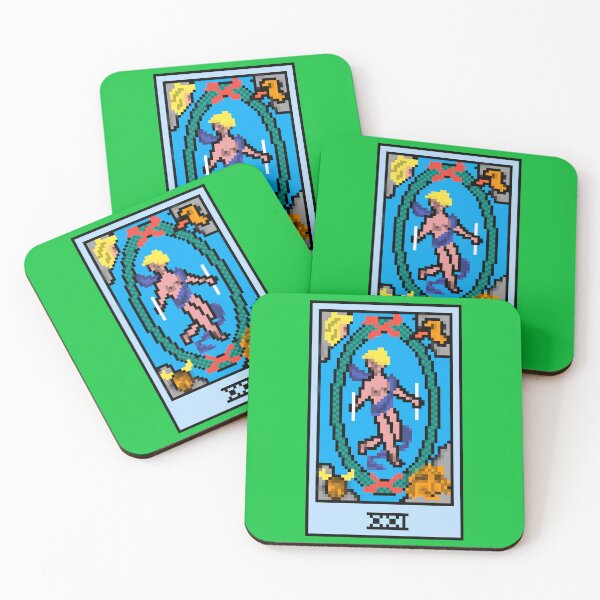 Item preview, Wait, is this pixel art tarot? Green - Major Arcana 'The World' (Design for T-shirt, stickers and other accessories) designed and sold by Pixel Waite.