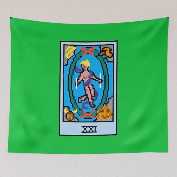 Item preview, Wait, is this pixel art tarot? Green - Major Arcana 'The World' (Design for T-shirt, stickers and other accessories) designed and sold by Pixel Waite.