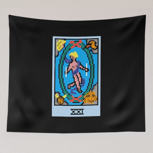 Item preview, Wait, is this pixel art tarot? Black - Major Arcana 'The World' (Design for T-shirt, stickers and other accessories) designed and sold by Pixel Waite.