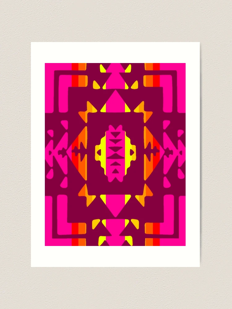 Hot Pink / Dark Magenta / Gradient Native American Blanket Print