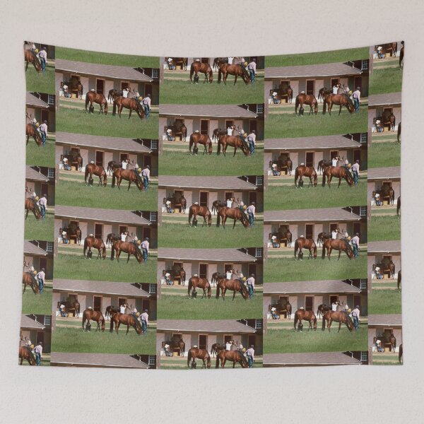 Item preview, C2022 Steve Yellowbear MORNING AT A RACING BARN designed and sold by SteveYellowbear.