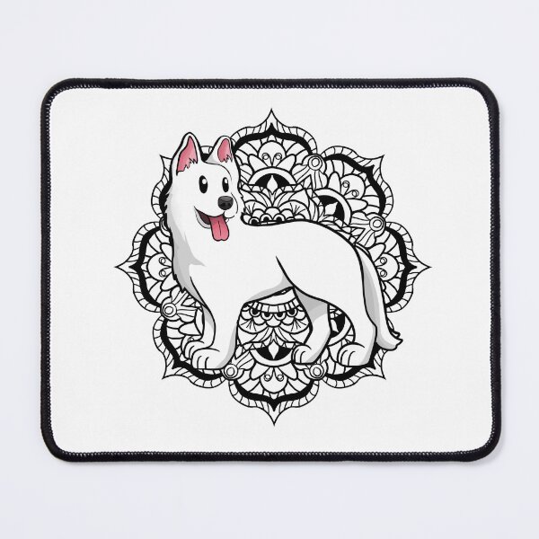 Artikelvorschau, Weißes Schweizer Schäferhund-Mandala entworfen und verkauft von Ahenix.
