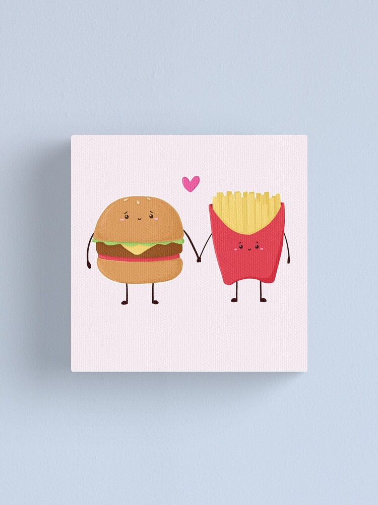 Burger And Fries Love Canvas Print By Jennisney Redbubble