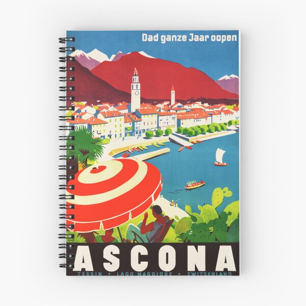 Item preview, ASCONA Tessin Lago Maggiore Switzerland Open All Year Long Vintage Travel Poster designed and sold by retroposters.
