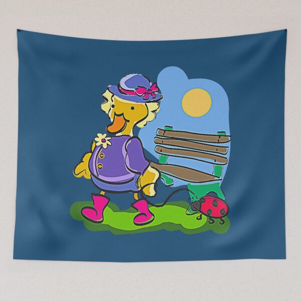 Item preview, Cute Duck Walking Her Pet Ladybug in the Park designed and sold by evisionarts.
