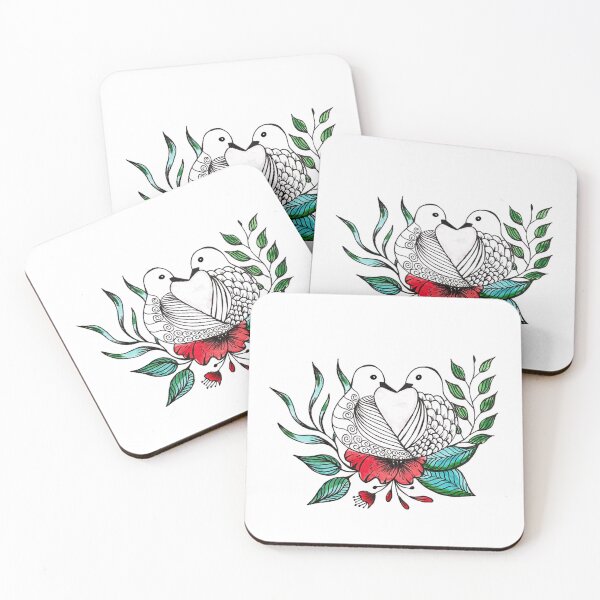Item preview, love birds- floral designed and sold by pilarsart.
