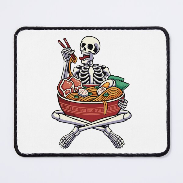 Item preview, Skull eating a delicious bowl of ramen noodles japanese kanji means ramen designed and sold by ELBStore.