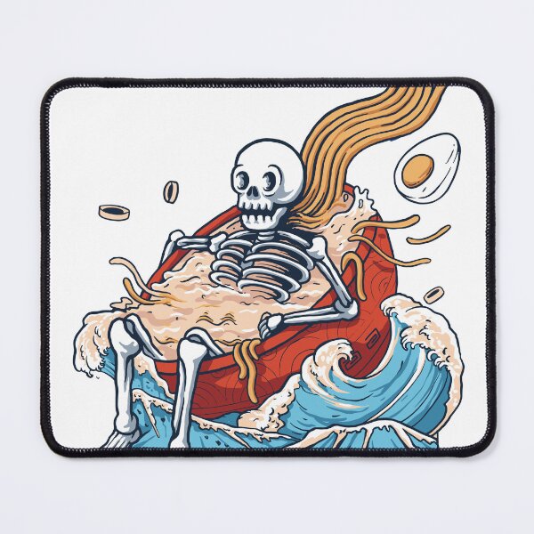 Item preview, The skeleton is soaking in the japanese ramen noodle bowl traditional food vintage designed and sold by ELBStore.