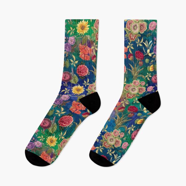 Item preview, Vintage flowers and roses exotic summer garden, botanical pattern, floral illustration, turquoise green vintage floral designed and sold by ZeinabTaha.