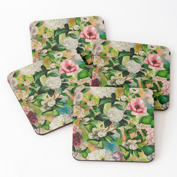 Item preview, Dreamy night garden, Vintage flowers and roses, botanical floral pattern, yellow orange vintage botanical designed and sold by ZeinabTaha.