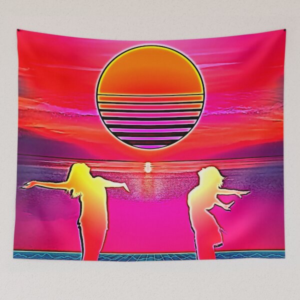 Item preview, Synthwave sun worshiping girls designed and sold by Zanimations.