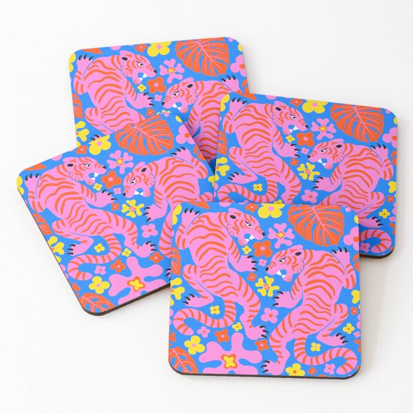 Item preview, Tigers + Flowers - Bright Colorful Pop Art Colors designed and sold by Carrie Cantwell Art.