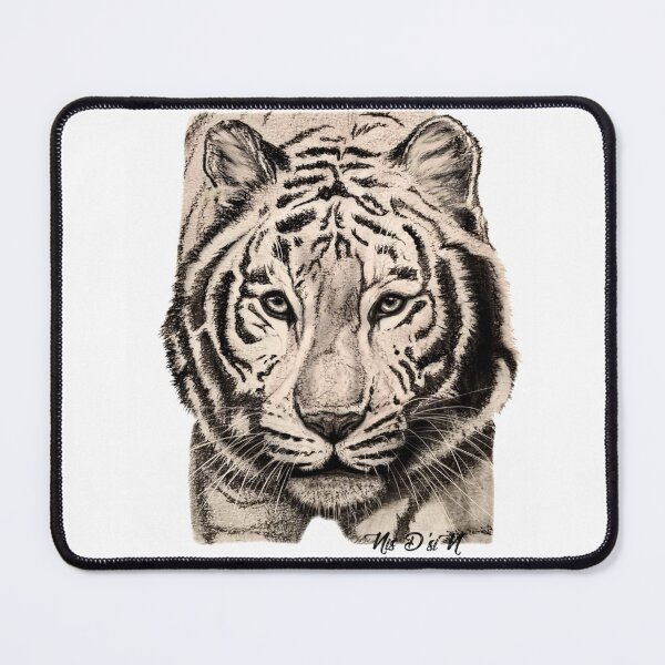 Item preview, White tiger watercolor sepia and graphite designed and sold by NisDsiN.