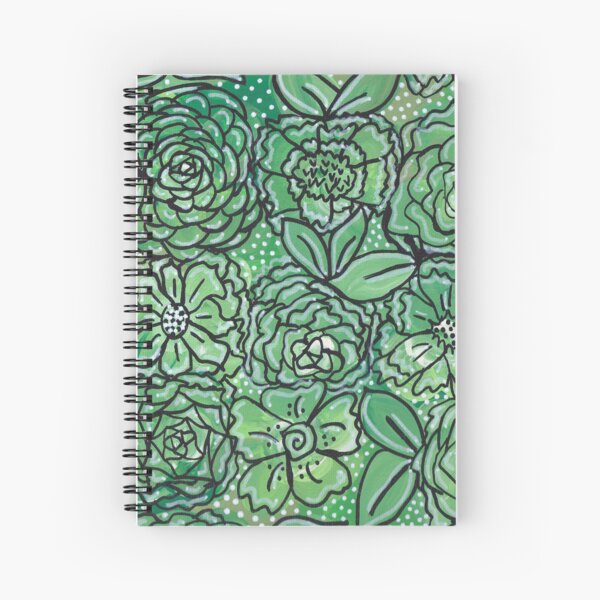 Floral Green Spiral Notebook