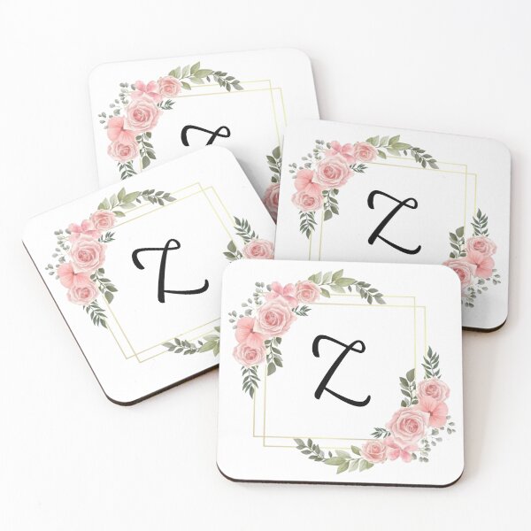 Item preview, Monogram Letter Z | Pink Floral Design with Gold Edges designed and sold by JustSeasons.