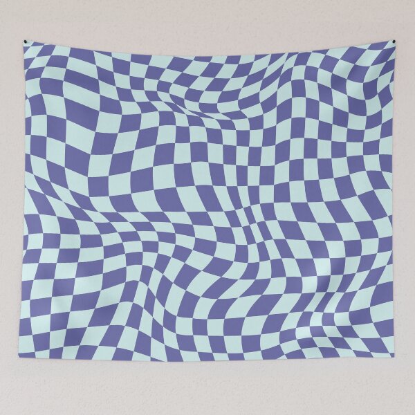 Item preview, Dark Periwinkle Blue Op Art Wavy Grid Checkerboard designed and sold by sarahmutter.