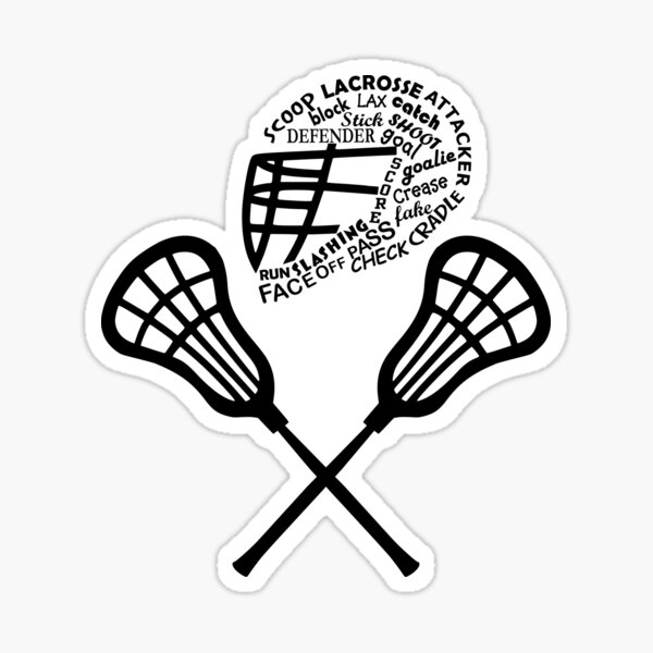 "Lacrosse Helmet with Words and Sticks" Sticker by RhondaCav Redbubble