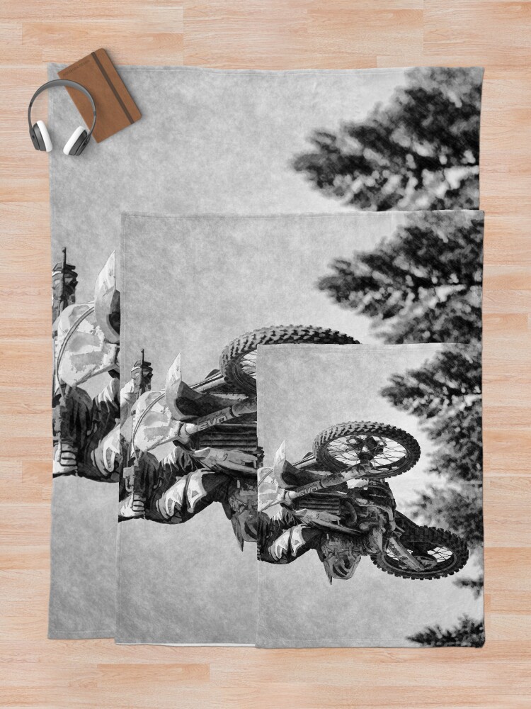 Thumbnail 5 of 6, Throw Blanket, Got Some Air! - Motocross Racer designed and sold by NaturePrints.