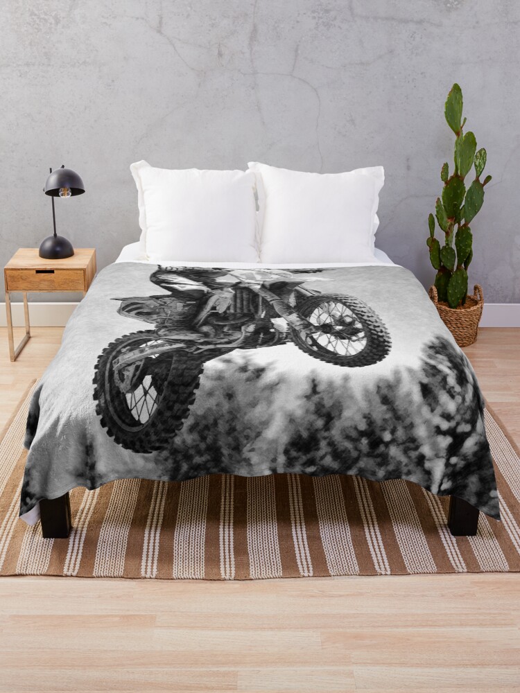 Thumbnail 1 of 6, Throw Blanket, Got Some Air! - Motocross Racer designed and sold by NaturePrints.