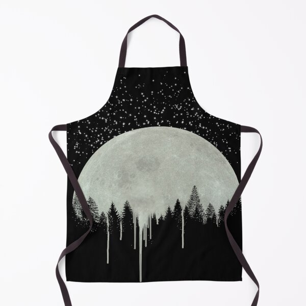 Item preview, Full Moon Art, Forest Trees Silhouette, Dripping Paint, Gray, Gift Idea, For her, For Him, Moon Phases, Starry Night designed and sold by joannejgg.