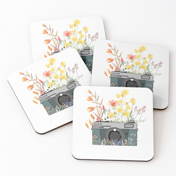Item preview, Vintage Camera with Wildflowers designed and sold by HappyLifeCreate.