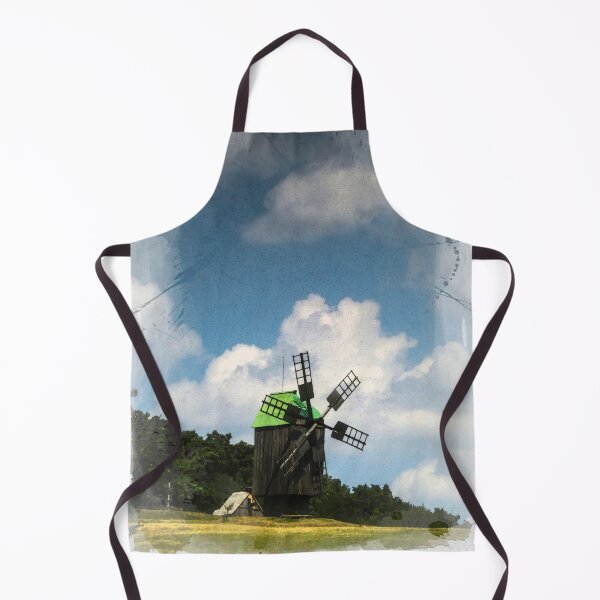 Item preview, Watercolor Ukraine Ancient Wooden Windmill & Tin Roofs on Meadow designed and sold by r-silver.